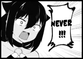 ‼ NEVER !!! anime, manga, shocked, expression, cat ears, collar telegram sticker