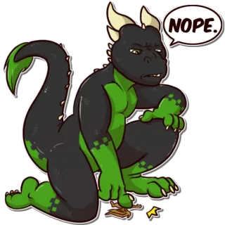 😤 NOPE. dragon, reptile, fantaisie, dessin animé, non, désapprobation telegram sticker