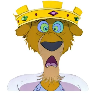🦁 Prince John Robin Hood lion, crown, cartoon, disney, prince, king, royalty whatsapp sticker