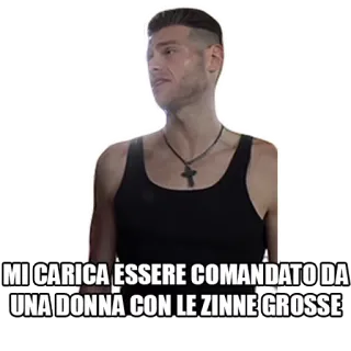 🍈 MI CARICA ESSERE COMANDATO DA UNA DONNA CON LE ZINNE GROSSE мужчина, итальянец, майка, оскорбительный, сексистский, сленг whatsapp sticker