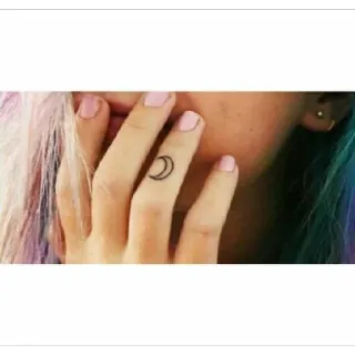 💋 luna, tatuaje, dedo, luna creciente, arte corporal, minimalista telegram sticker