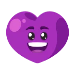 😮 coração, emoji, desenho animado, fofo, rosto, roxo, pixelizado telegram sticker