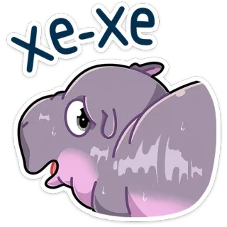 😓 xe-xe hipopotam, kreskówka, słodki, zwierzę, spocony, śmieszny, naklejka telegram sticker