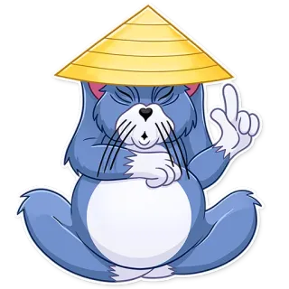 👆 cat, meditation, hat, zen, cartoon telegram sticker