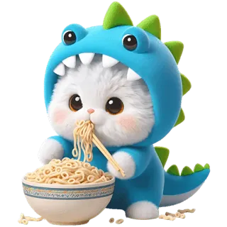 😋 猫, 恐竜, 麺, かわいい, 漫画, 動物, ふわふわ telegram sticker