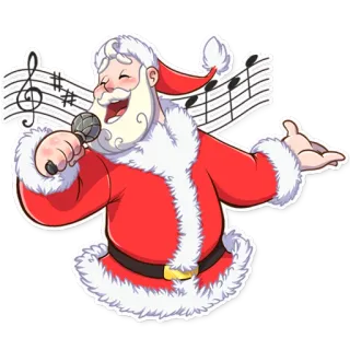 🎤 Santa Claus papai noel, natal, cantar, microfone, feriado, desenho animado, música whatsapp sticker