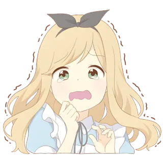😣 anime, girl, crying, sad, blonde, cartoon telegram sticker