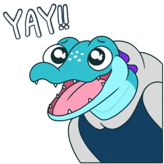 😊 YAY!! joyeux, excité, dessin animé, animal, reptile, mignon, fête whatsapp sticker