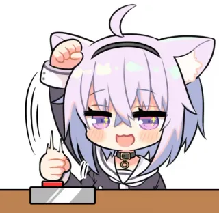 🤩 anime girl, cat ears, middle finger, offensive gesture, cute, cartoon, sticker telegram sticker