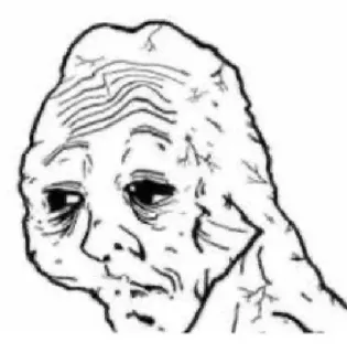 😔 triste, meme, viejo, deprimido, Wojak telegram sticker
