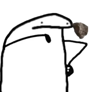🪨 strichmännchen, felsen, cartoon, zeichnung, weiss telegram sticker