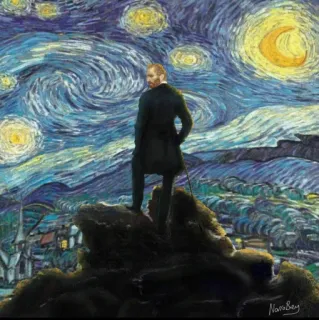 👂 Vincent van Gogh Starry Night NawBex Vincent van Gogh, Sternennacht, Kunst, Gemälde, Post-Impressionismus, Landschaft, Künstler telegram sticker