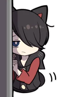 👀 Anime, Orejas de gato, Asomando, Lindo, Dibujos animados whatsapp sticker