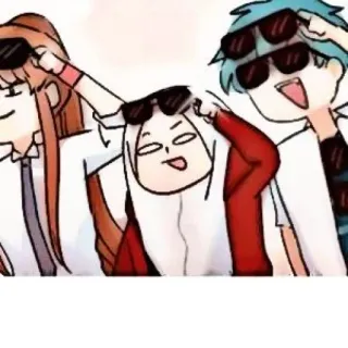🌺 Cartone animato, Occhiali da sole, Anime, Amici, Divertimento, Posa whatsapp sticker
