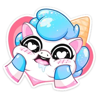 🤎 만화, 포니, 귀여운, 귀여운, 하트 눈, 달콤한, 아이스크림 telegram sticker