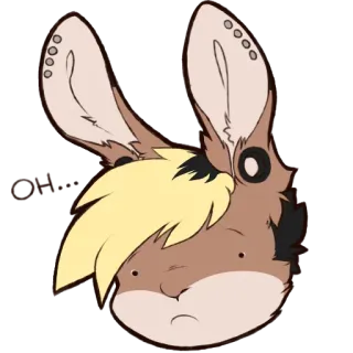 😞 мультфильм, кролик, милый, животное, наклейка, пушистый whatsapp sticker