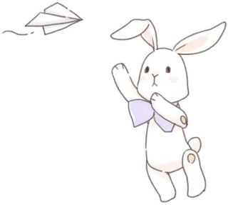 🐰 coelho, avião de papel, fofo, animal, kawaii, voando telegram sticker