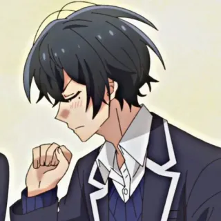 😒 Anime, Manga, Personnage, Garçon, Uniforme scolaire, Illustration telegram sticker