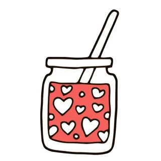 🍰 ขวดโหล, หัวใจ, ความรัก, เครื่องดื่ม, วันวาเลนไทน์, น่ารัก, คาวาอิ whatsapp sticker