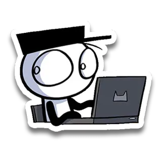 😶 dibujos animados, personaje, portátil, ordenador, pegatina whatsapp sticker