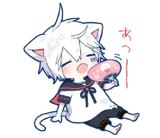 🌬 あー anime, cat, chibi, fan, cute whatsapp sticker