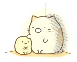 😚 แมว, ลูกเจี๊ยบ, คาวาอิ, น่ารัก, Sumikko Gurashi, สติกเกอร์ telegram sticker
