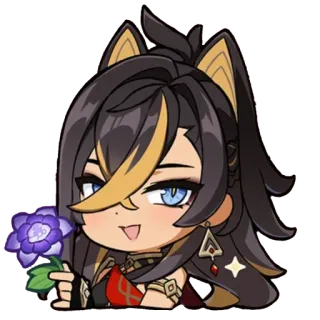 😘 Dehya Genshin Impact อนิเมะ, จิบิ, Dehya, Genshin Impact, วิดีโอเกม, ดอกไม้ telegram sticker
