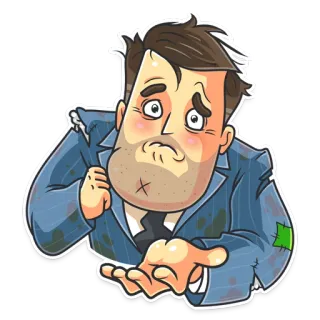😥 hombre, triste, pobre, traje, dibujos animados telegram sticker