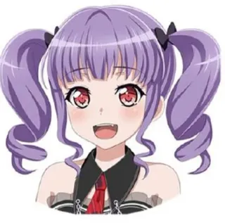 😀 anime, garota, desenho animado, cabelo roxo, personagem telegram sticker