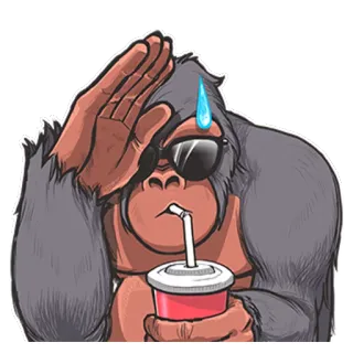 😰 Gorilla, Tier, Cartoon, Getränk, Schweiß, Erschöpft telegram sticker