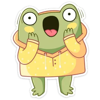 😱 grenouille, dessin animé, animal, excité, mignon, vert whatsapp sticker