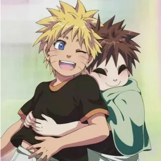 😄 Naruto anime, cartoon, friendship, hug, characters, art, happy telegram sticker