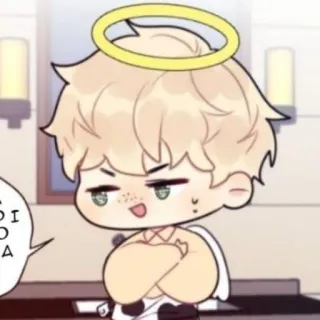 ☁️ Ángel, Chibi, Dibujo animado, Personaje, Lindo, Halo whatsapp sticker