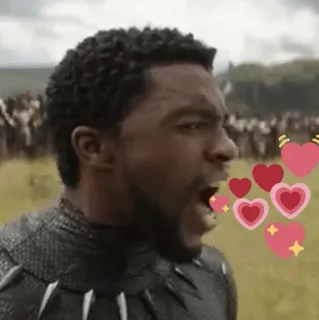 🌪 Black Panther marvel, wakanda, chadwick boseman, super-herói, amor, corações telegram sticker