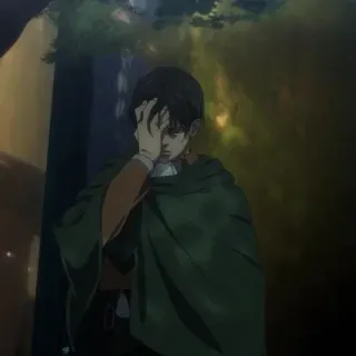 🏹 Levi Ackerman Attack on Titan Levi Ackerman, Atak Tytanów, Anime, Manga, Postać, Smutny, Peleryna telegram sticker