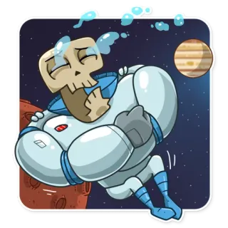 😭 astronaut, weltraum, skelett, planet, cartoon, aufkleber whatsapp sticker