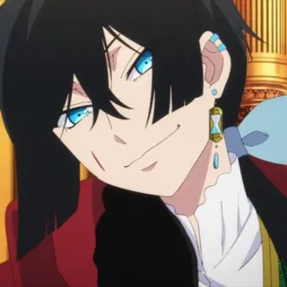 🫐 anime, character, illustration, blue eyes, black hair telegram sticker