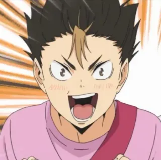 🙀 Nishinoya Yuu Haikyuu!! Anime, Haikyuu, Nishinoya Yuu, Podekscytowany, Siatkówka, Słodki telegram sticker