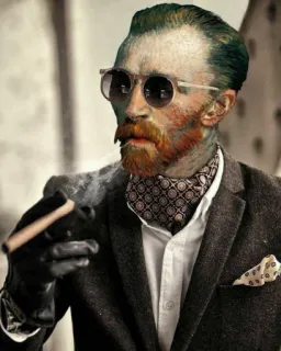 🚬 Vincent van Gogh Vincent van Gogh, Künstler, Zigarre, Sonnenbrille, Porträt, Rauchen telegram sticker