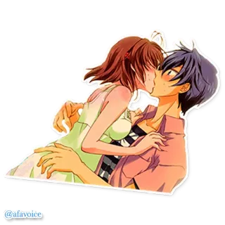 👄 @afavoice pocałunek, anime, miłość, para, romans telegram sticker