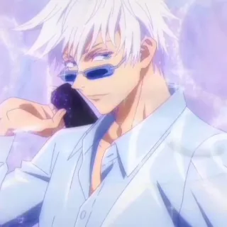 🛑 Gojo Satoru Jujutsu Kaisen Аниме, Годжо Сатору, Магическая битва, Белые волосы, Солнцезащитные очки, Персонаж, Крутой whatsapp sticker