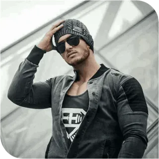 📎 man, beanie, sunglasses, jacket, casual, style, outdoors telegram sticker