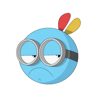 😒 triste, blu, cartone animato, occhi, minion, uccello telegram sticker