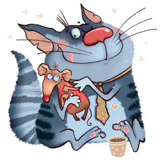 ❤️ chat, souris, animal, amitié, dessin animé, mignon, animal de compagnie, humour telegram sticker