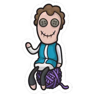 🤗 娃娃, 玩具, 纽扣眼, 缝纫, 手工, 纱线, 恐怖, 卡通 telegram sticker