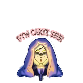 🔮 OTW CARII SEER dessin animé, personnage, femme, en route, Carii Seer telegram sticker
