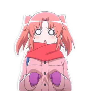 😵 Anime, Personnage, Fille, Hiver, Écharpe, Veste telegram sticker