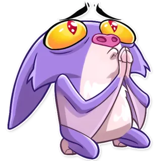 😩 Мультфильм, Животное, Монстр, Фиолетовый, Глаза, Руки, Выражение telegram sticker