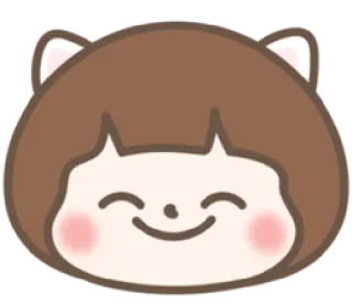 😊 fofo, kawaii, desenho animado, emoji, feliz, sorrindo, rosto, cabelo castanho telegram sticker