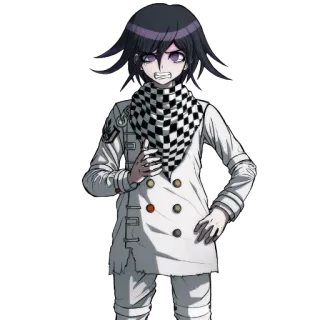 🙁 Kokichi Oma Danganronpa V3: Killing Harmony Аниме, Персонаж, Кокичи Ома, Данганронпа, Злодей, Черно-белый, Шарф telegram sticker